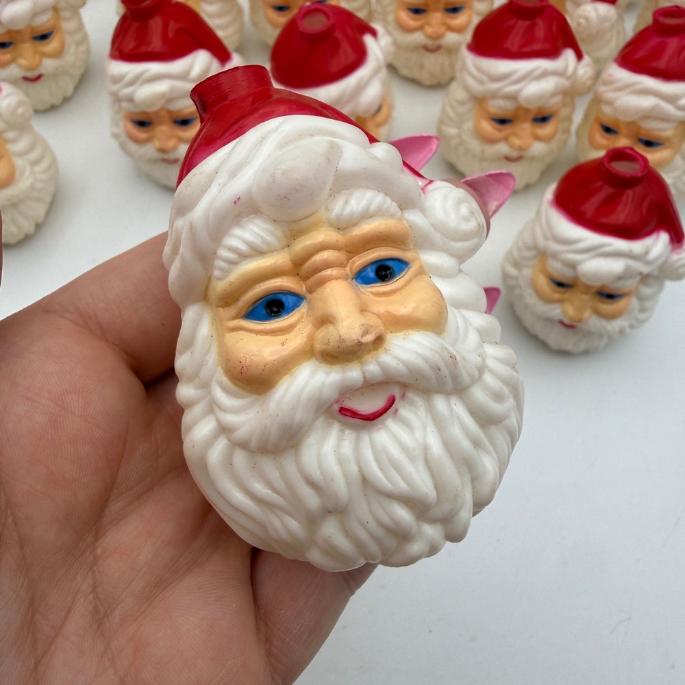Vintage Santa Blow Mold Light Covers Set 20pc Red White Plastic Retro Christmas